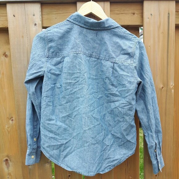 Madewell Button Down Denim Shirt XS Plaid Collar - Picture 2 of 4